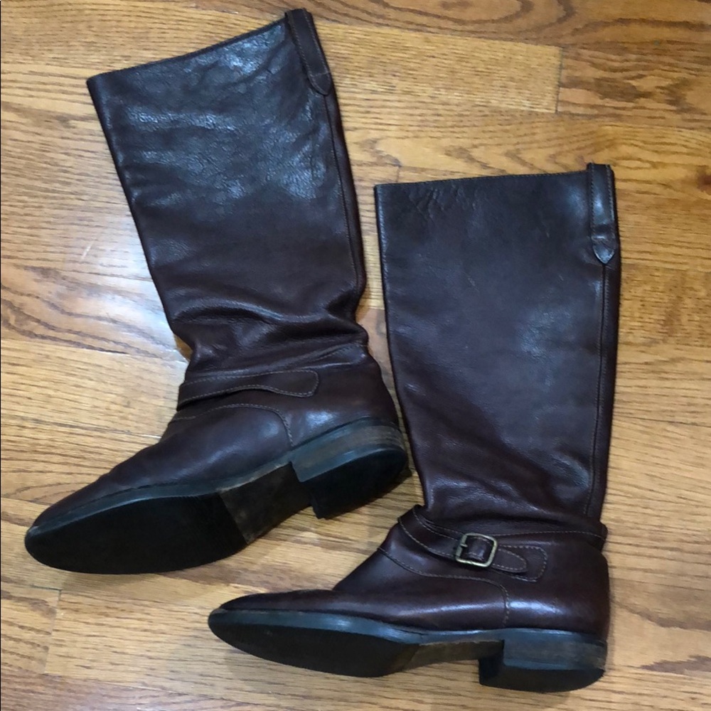 J. Crew Brown Leather Knee-High Boots Vintage Size